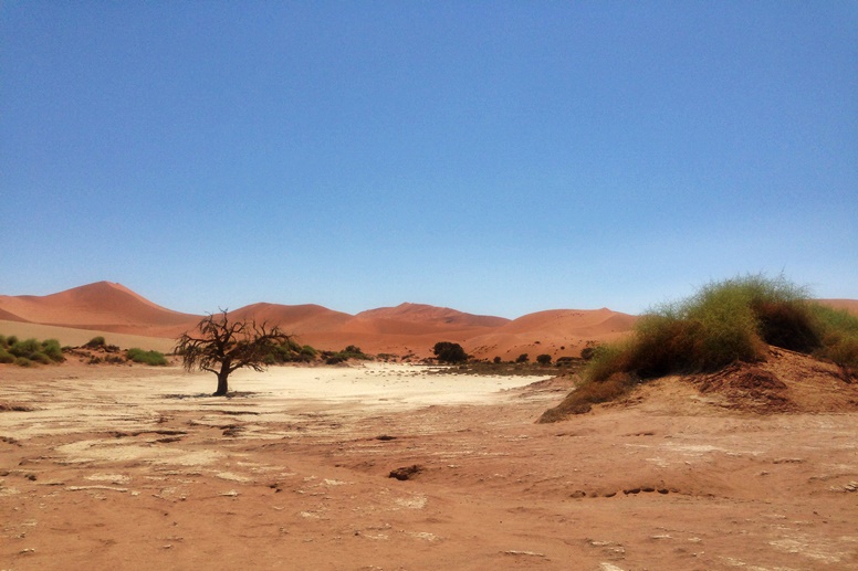Mittagssonne über der Namib Wüste in Namibia