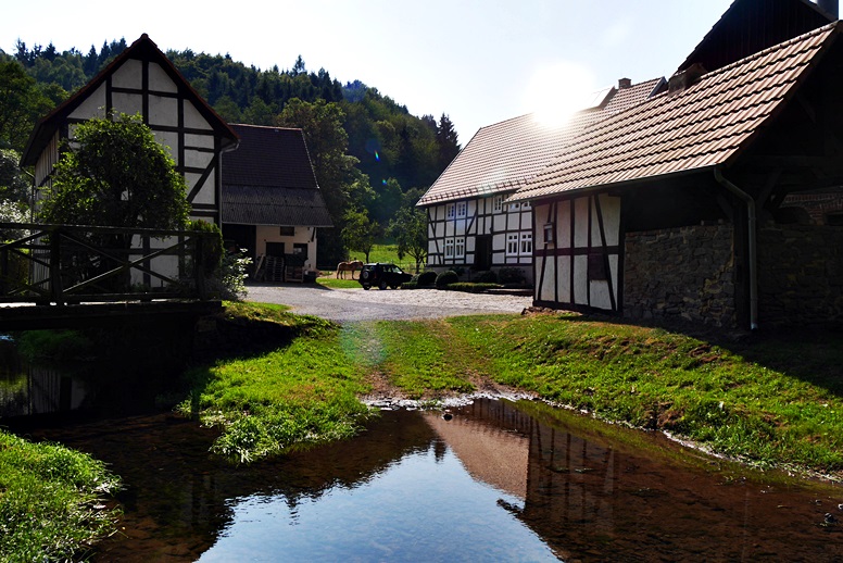Weitere Mühle im Lengeltal auf der Wegschleife des Hugenotten- und Waldenserpfades bei Louisendorf in Nordhessen