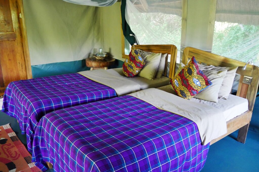 Betten der Thatched Safari Tents in der Murchison River Lodge.