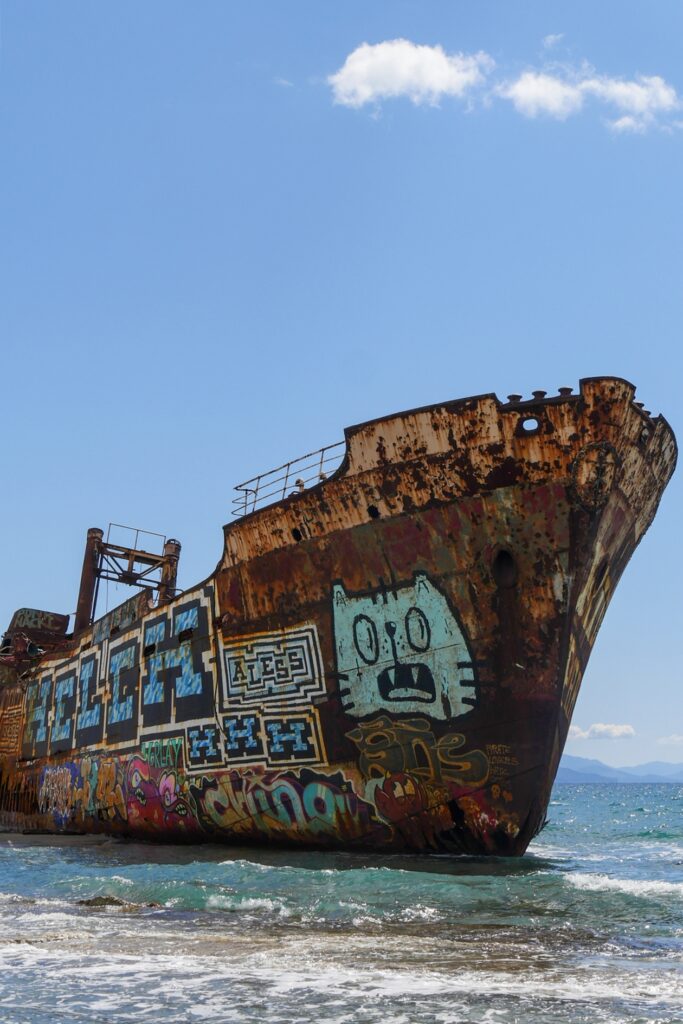 Dimitrios Schiffswrack vom Strand aus.